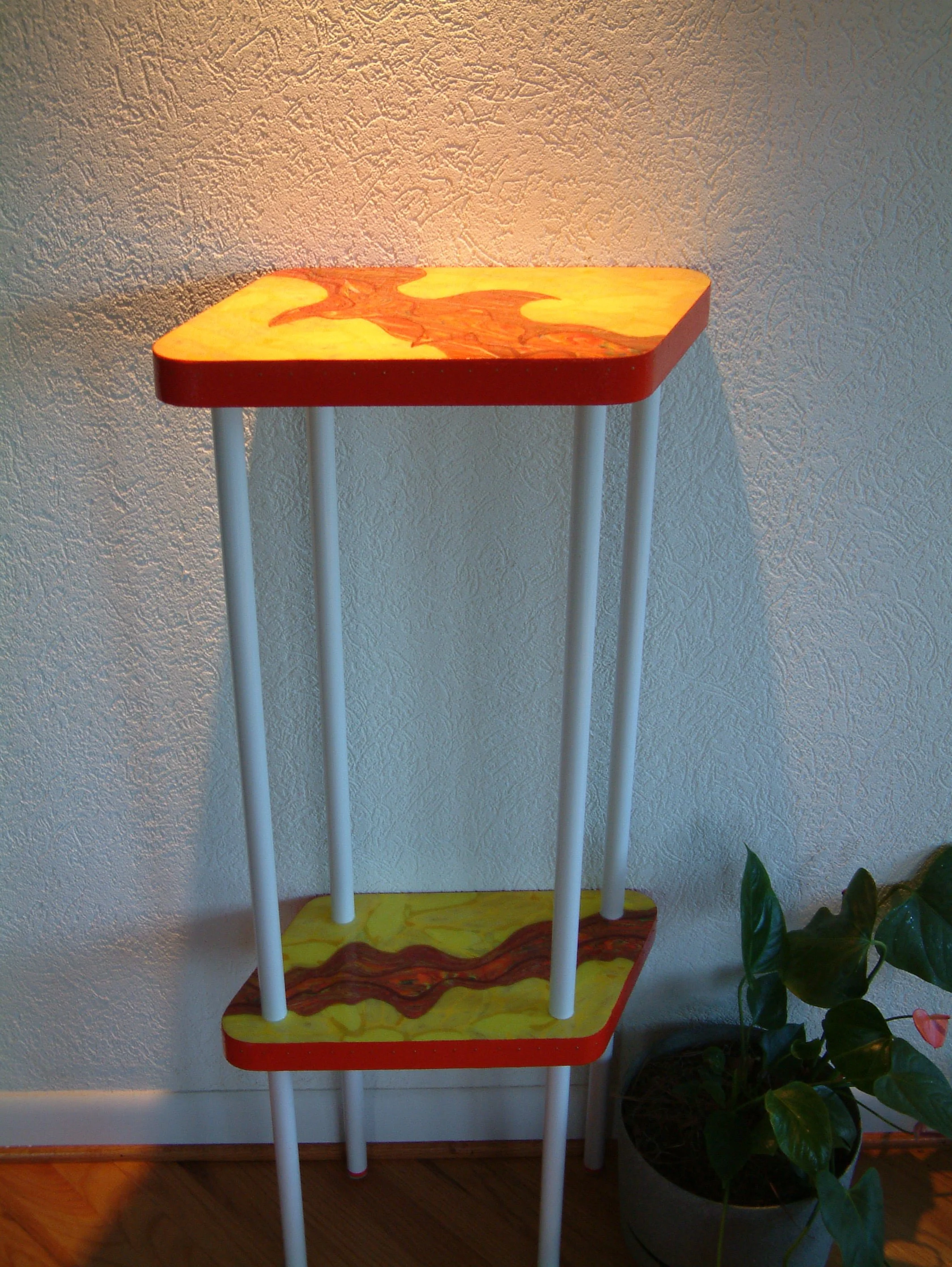Accent table with polymer clay design